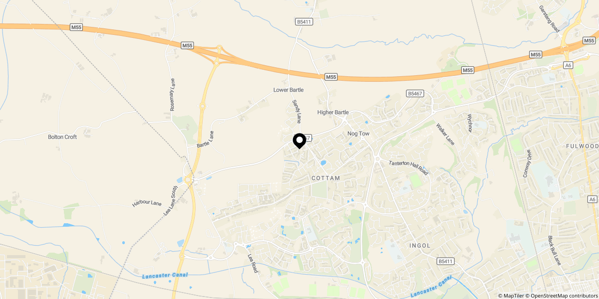 Approximate location of Fallow Avenue, Cottam, Preston, PR4 0DU
