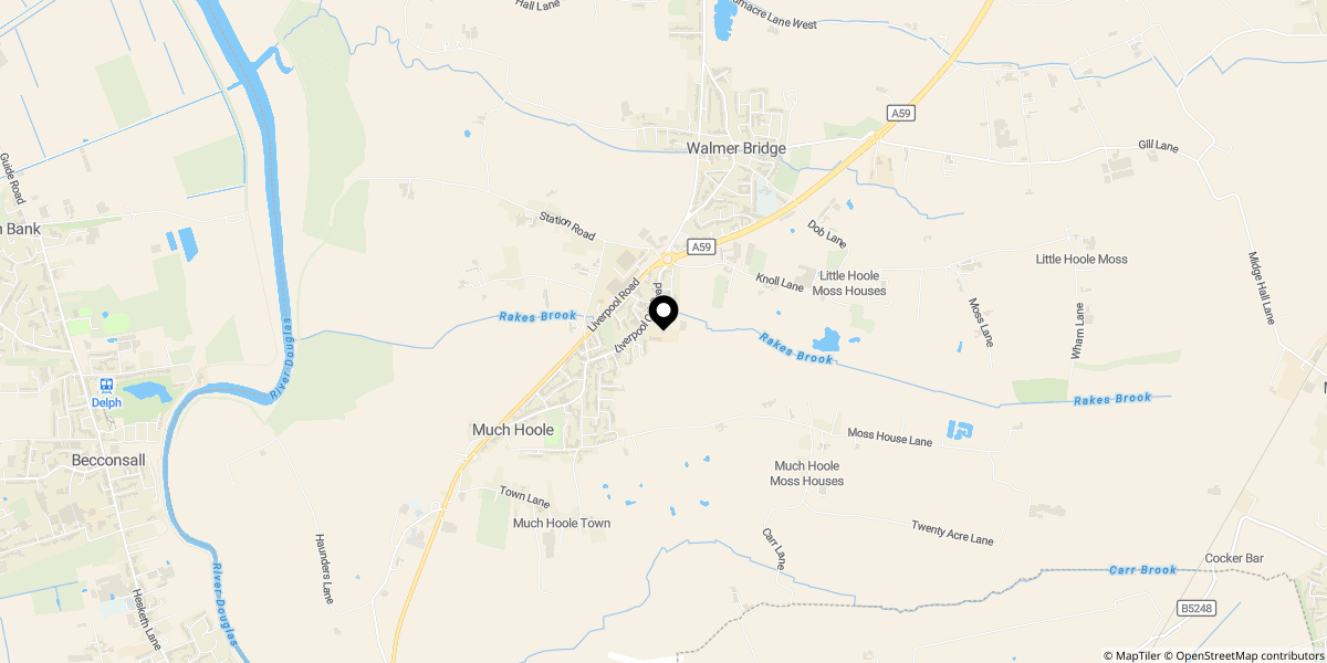 Approximate location of Birchfield, Much Hoole, Preston, PR4 4HD