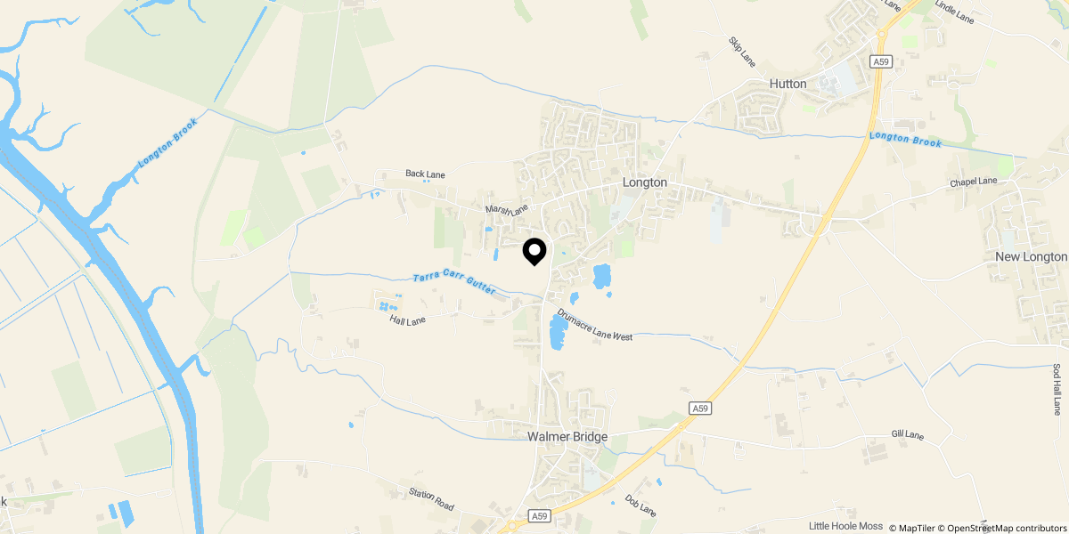 Approximate location of Mereside Close, Longton, Preston, PR4 5ZY