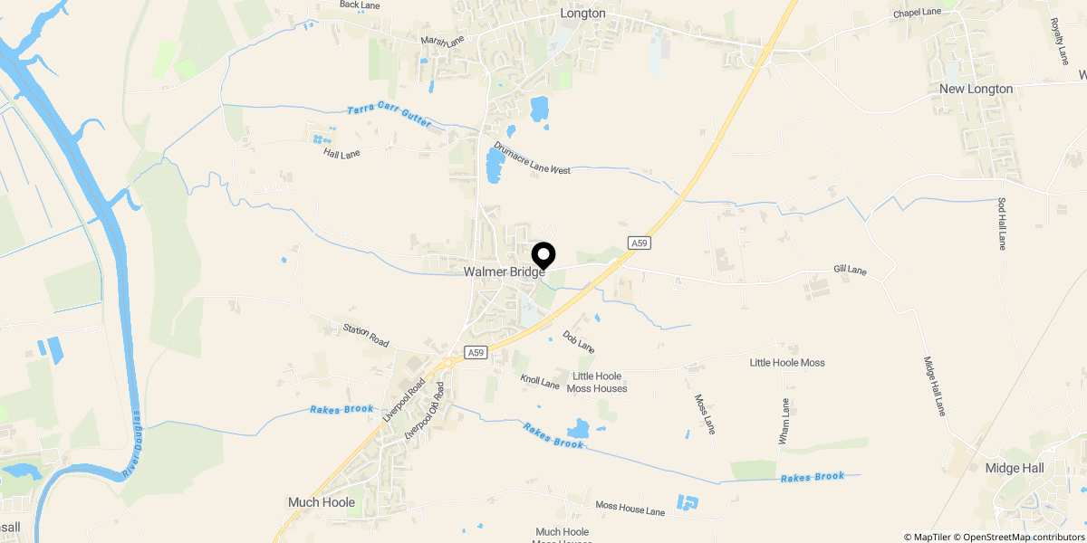 Approximate location of Gill Lane, Walmer Bridge, Preston, PR4 5GN