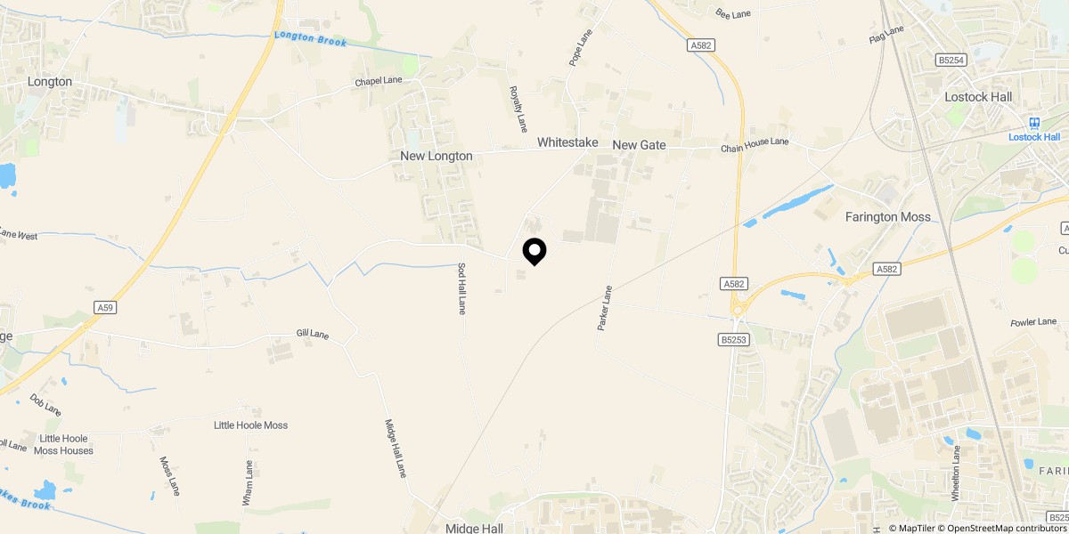 Approximate location of Startley Nook, Whitestake, Preston, PR4 4XW