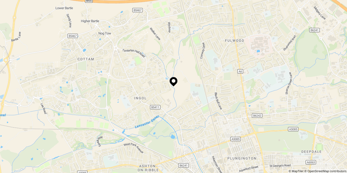 Approximate location of Higher Greenfield, Ingol, Preston, PR2 3ZX