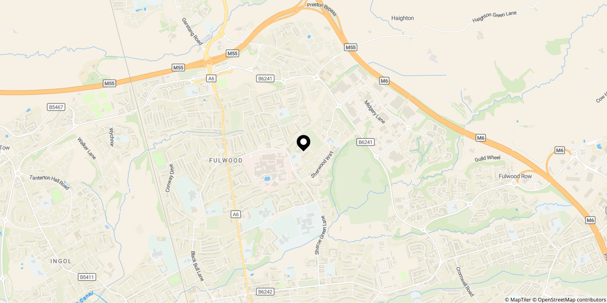 Approximate location of Sharoe Mount Avenue, Fulwood, Preston, PR2 9HQ